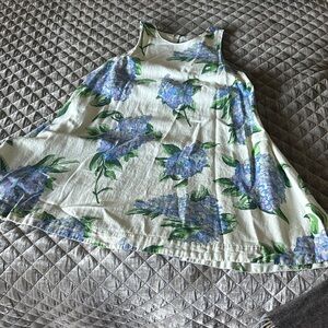 Joie Linen Dress with Blue and Green Floral Design